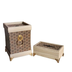 Holz-Abfalleimer- und Taschentuchbox-Set – Rana