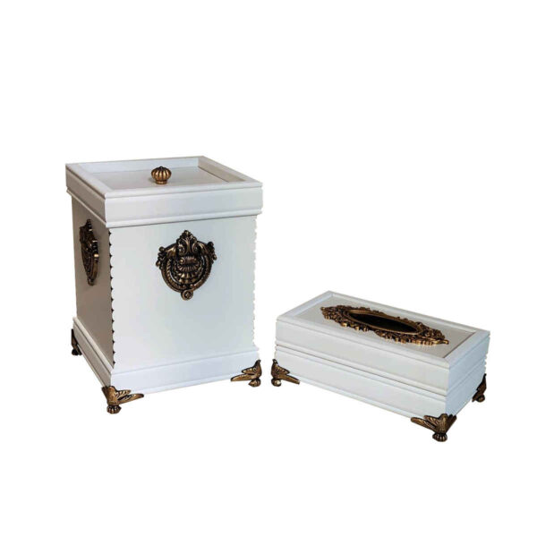 Holz-Abfalleimer- und Taschentuchbox-Set – Rasta