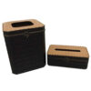 Holz-Abfalleimer- und Taschentuchbox-Set mit Klappdeckel