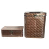 Holz-Abfalleimer- und Taschentuchbox-Set mit Klappdeckel
