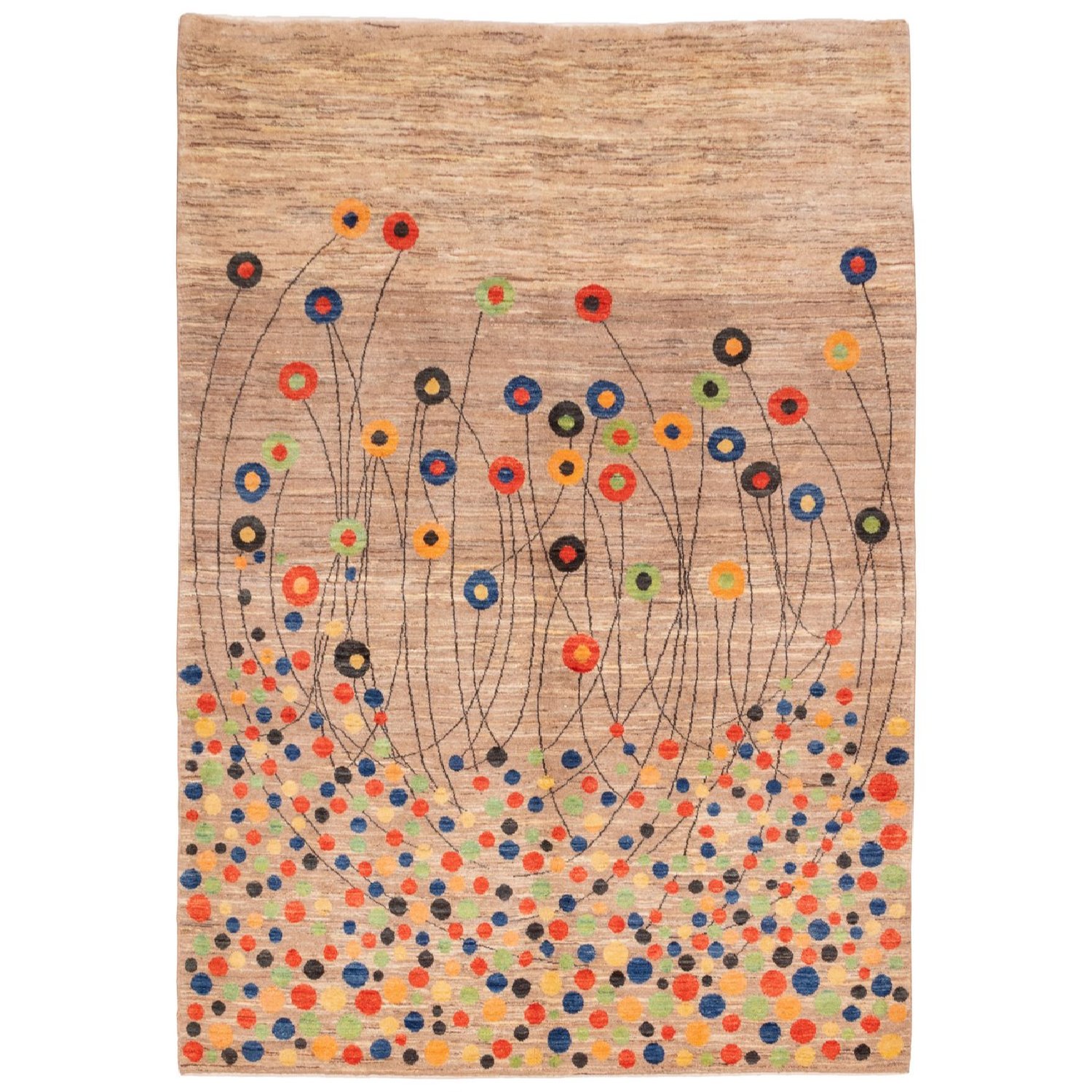 Kunsthandwerklicher persischer Gabbeh-Wollteppich handgewebt in Fars floral