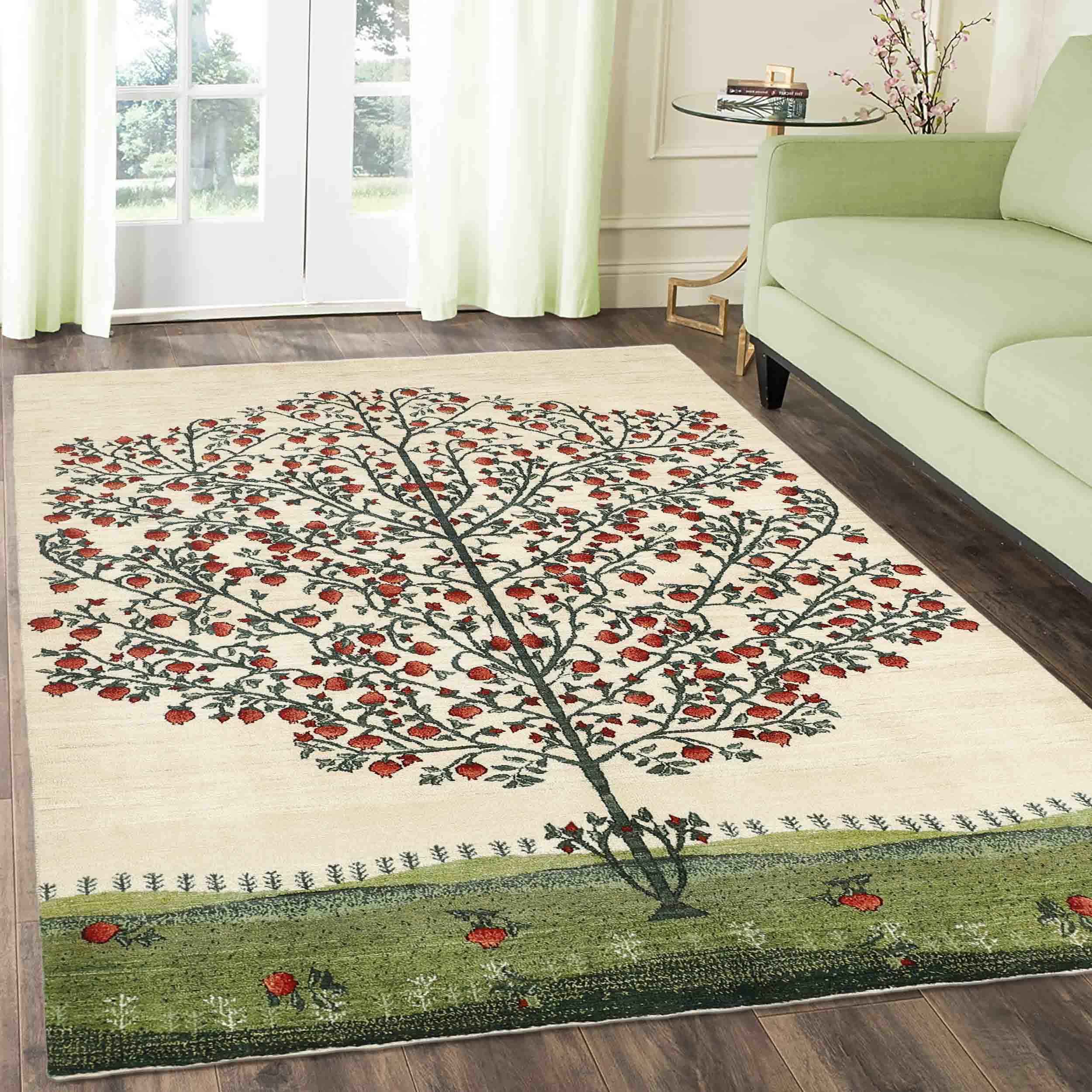 Persischer Gabbeh-Wollteppich handgewebt in Shiraz Baum