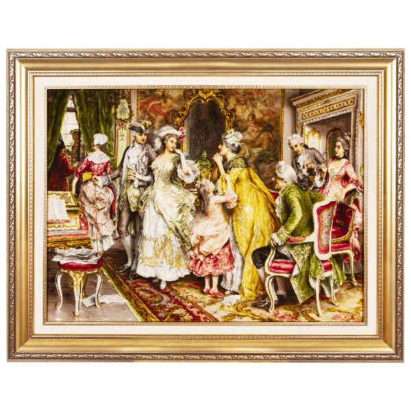 Handgeknüpfter persischer Bildteppich aus Tabriz, der Arturo Riccis L'attesa darstellt