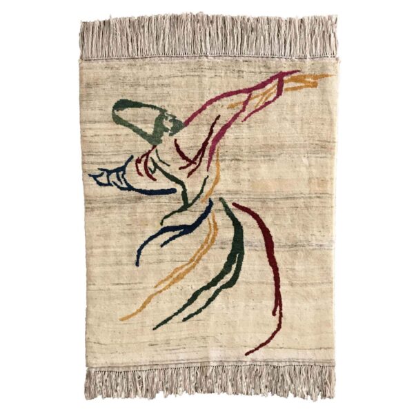 Persischer Gabbeh-Wollteppich handgewebt in Fars wirbelnder Derwisch