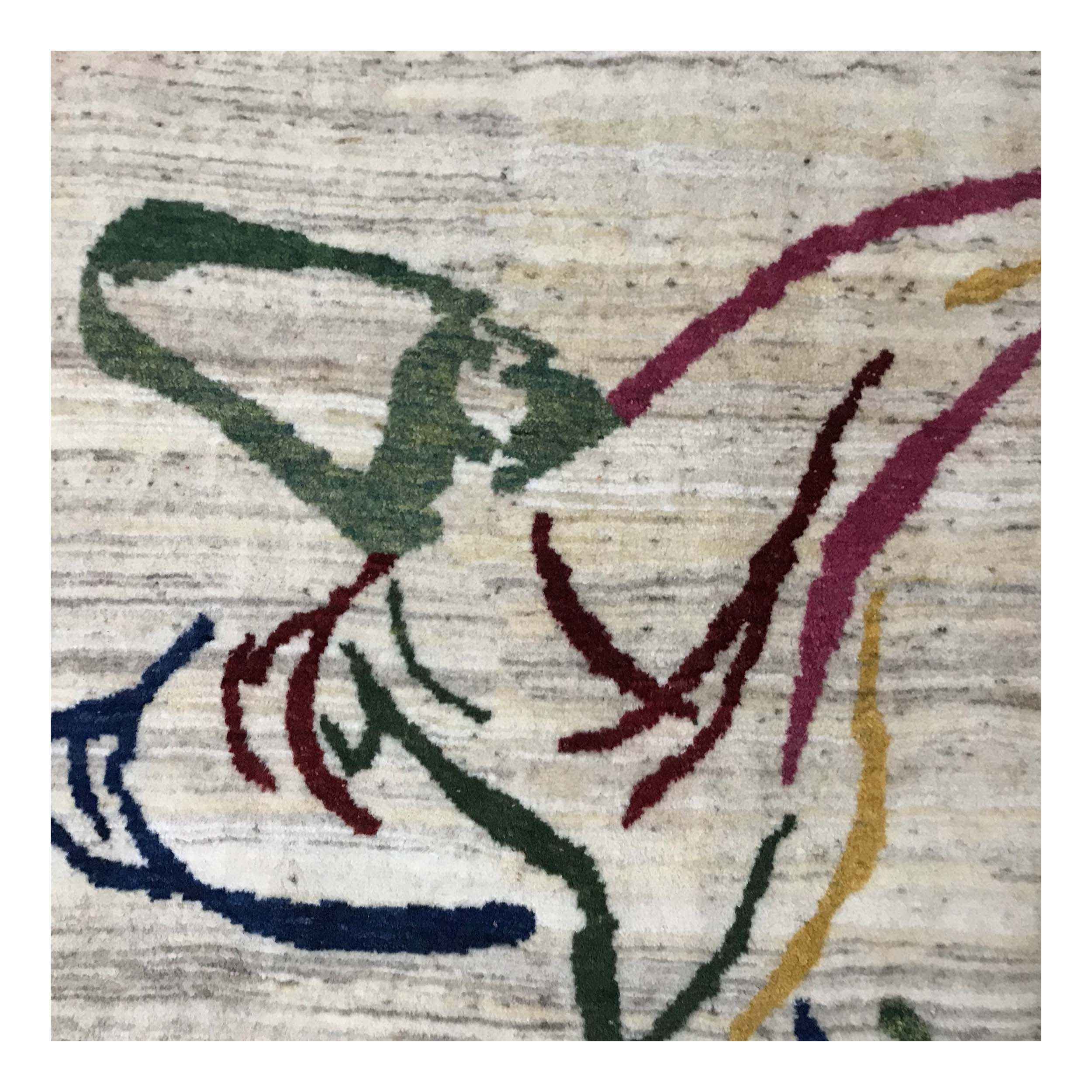 Persischer Gabbeh-Wollteppich handgewebt in Fars wirbelnder Derwisch