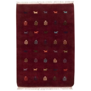 Authentischer echter persischer Gabbeh-Wollteppich handgewebt mit Tiermotiven