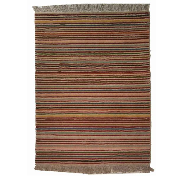 Authentischer echter persischer Gabbeh-Wollteppich handgewebt gestreift rot