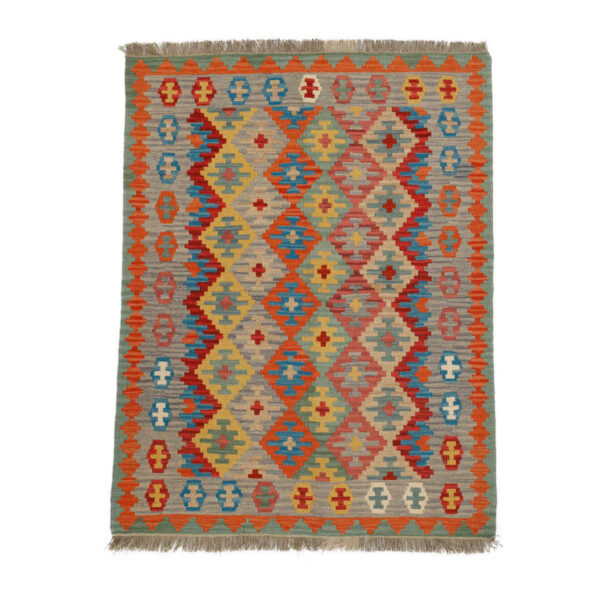 Authentischer persischer Woll Kelim Teppich handgewebt in Fars tribal orange