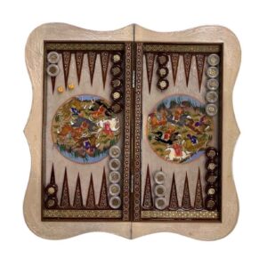 Intarsien-Makettier Backgammonbrett Chovgan Design & Traditionelles Khatam-kari