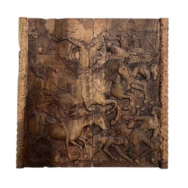 Backgammonbrett Handgefertigt mit apokalyptischem Holzschnitzereidesign