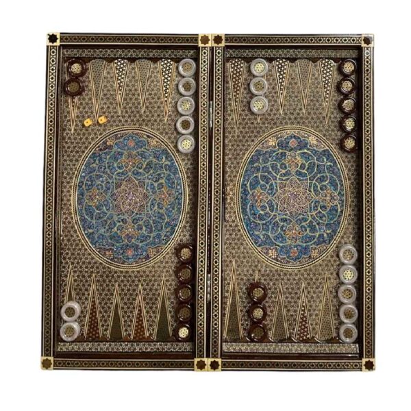 Intarsien-Makettier Backgammonbrett Handgefertigt mit Traditionellem Khatam-kari Design