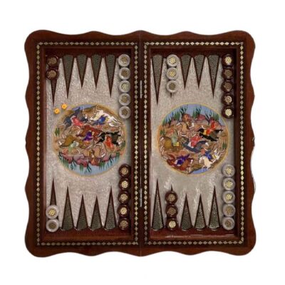 Persisches Inlaid-Marketerie Backgammon-Set von Kunsthandwerkern mit Khatam-kari Tschovgan-Design