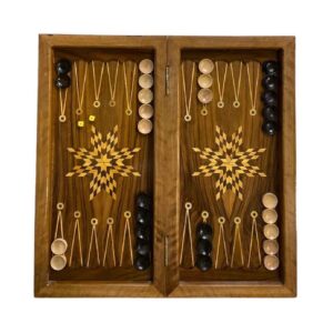 Backgammon- & Schachbrett Handgefertigt aus Walnussholz Hashtpar