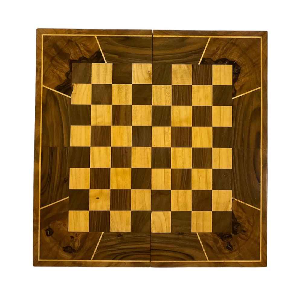 Backgammon- & Schachbrett Handgefertigt aus Walnussholz Hashtpar