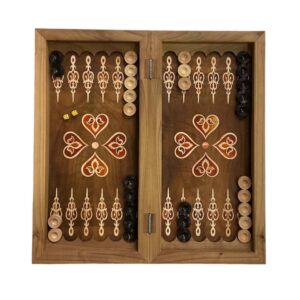 Backgammon- & Schachbrett Handgefertigt aus Walnussholz Pichak