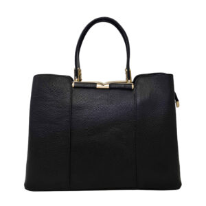 Schwarze Leder Bauletto Handtasche – Großes Volumen für Frauen