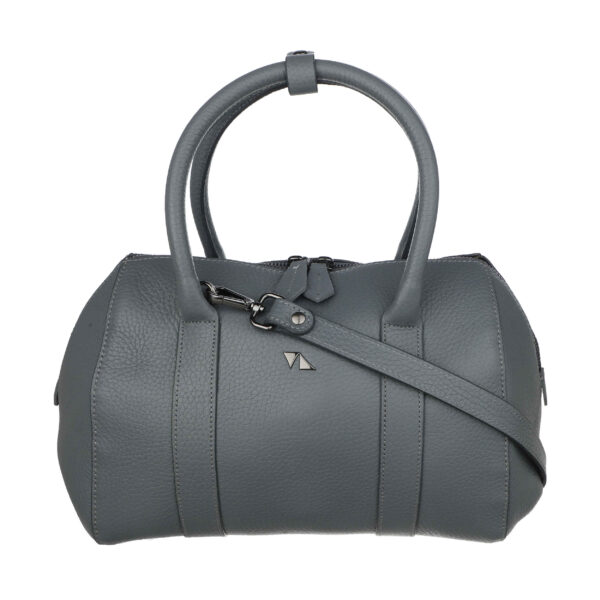 Graue Leder Bauletto Handtasche - Großes Volumen für Frauen