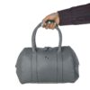 Graue Leder Bauletto Handtasche - Großes Volumen für Frauen