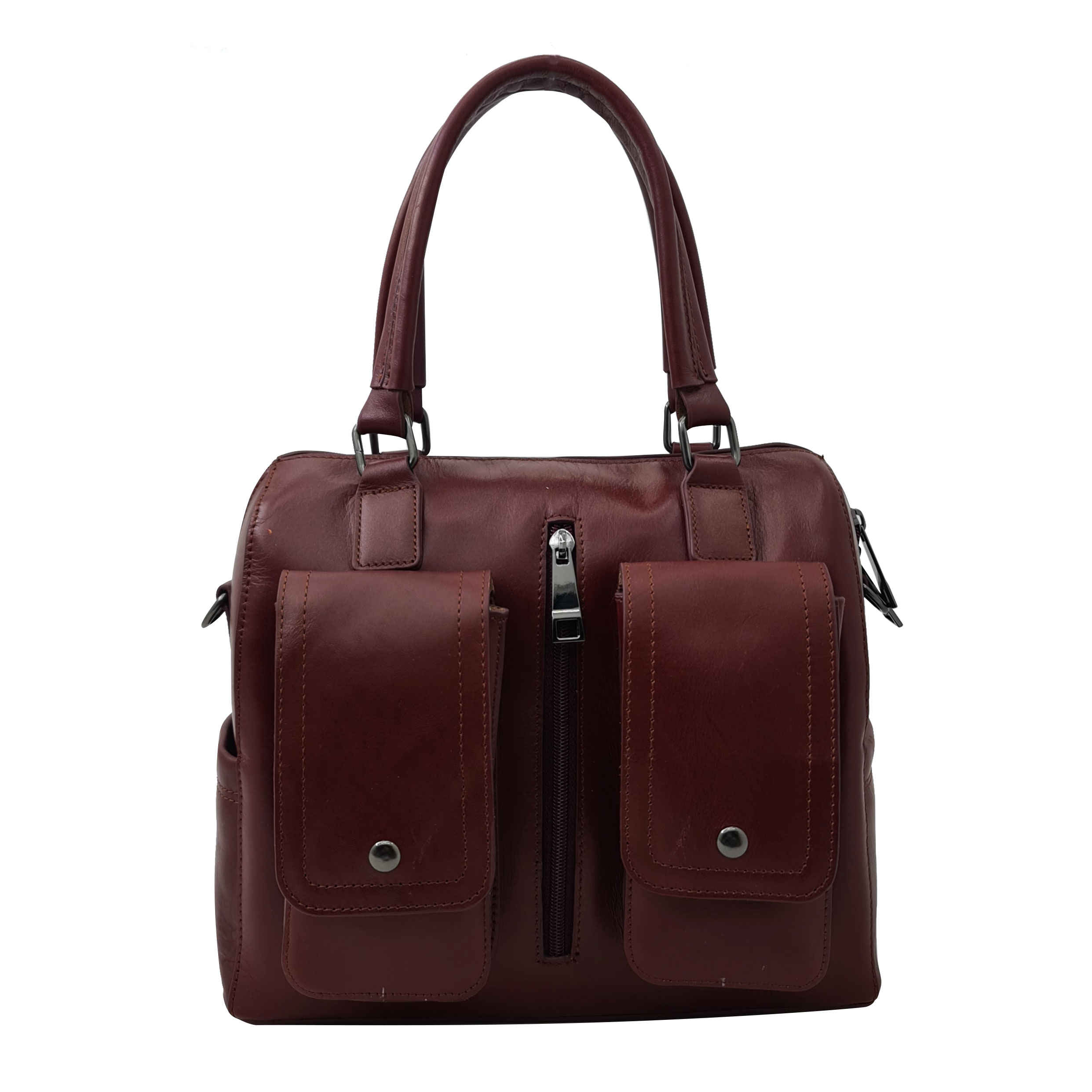 Leder Bauletto Handtasche - Mit Doppeltem Taschen-Design für Frauen
