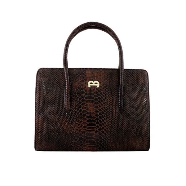 Bauletto Leder Handtasche - Schlangenledermuster & Großes Volumen