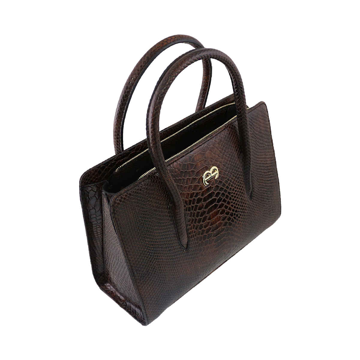 Bauletto Leder Handtasche – Schlangenledermuster & Großes Volumen