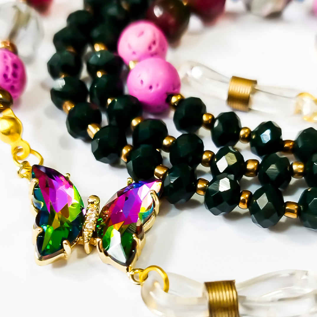 Brillenkette mit Perlen – Kristallperlen & Achat für den täglichen Gebrauch