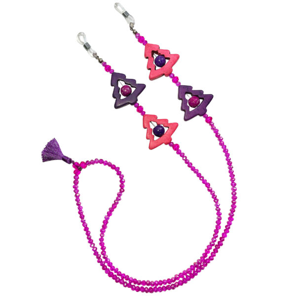 Brillenkette mit Perlen – Pinke Kristallperlen