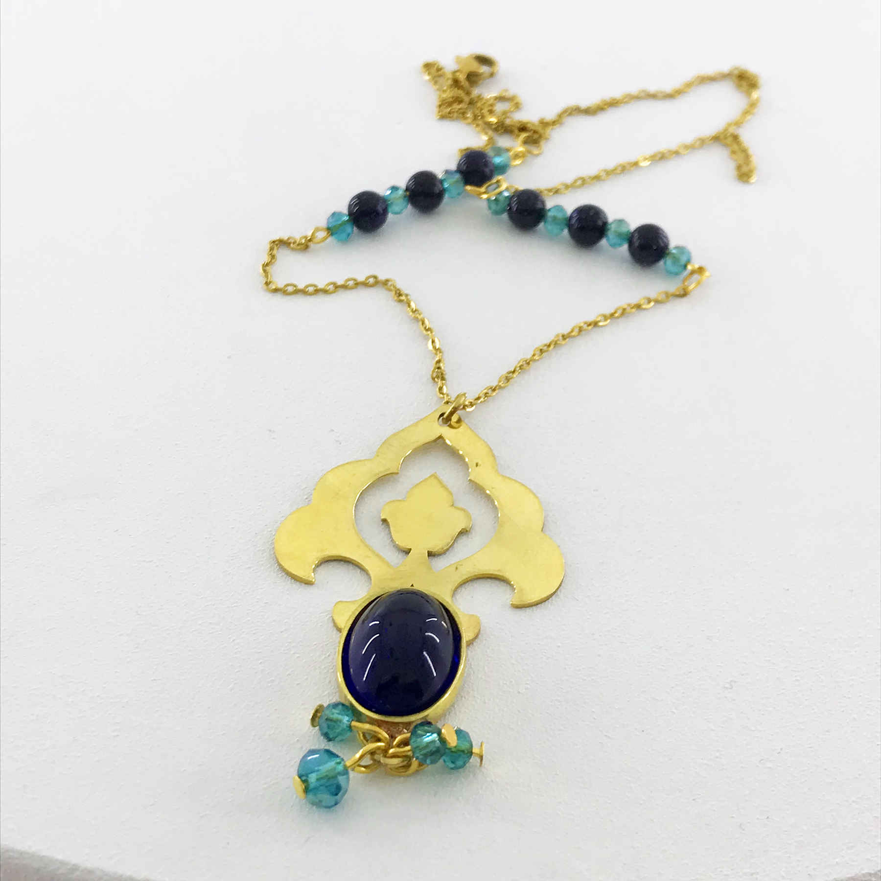 Messing-Halskette im persischen traditionellen Stil für Frauen mit Achat