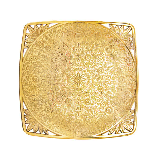 Messing Servierständer Quadratische Form mit Komplexer Gravur Eleganz