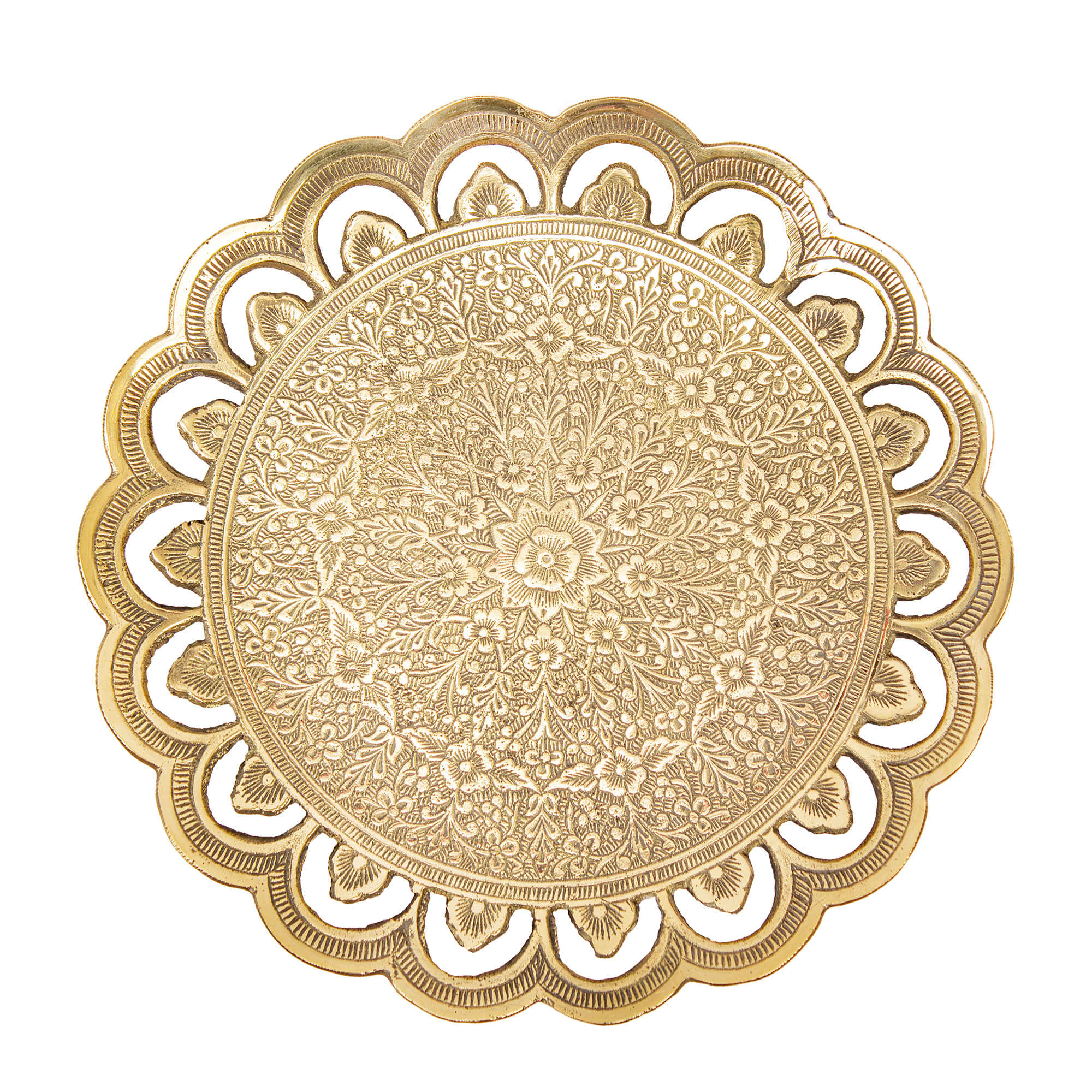 Messing Servierständer Traditionell Graviert mit Basis