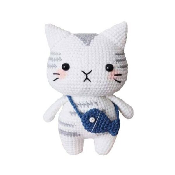 Handgemachtes Amigurumi Katze Kuscheltier – Weiß | 15 cm Elegant und Gemütlich