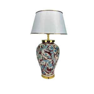 Keramik-Vase Tischlampe Handgefertigt mit Stoff-Lampenschirm Künstlerische Eleganz