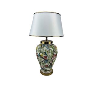 Keramik-Vase Tischlampe Handgefertigt mit Traditionellem Blumenmuster