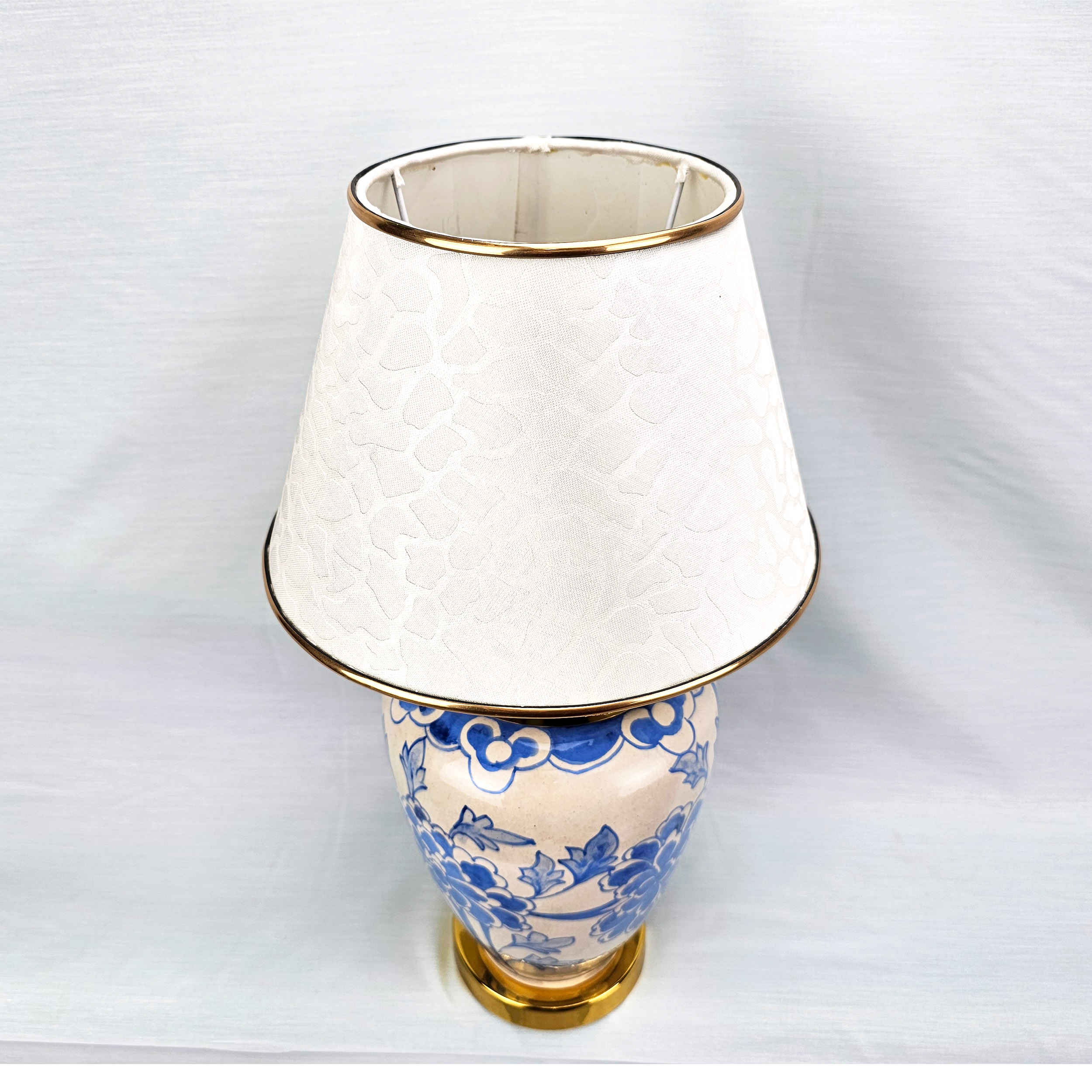 Keramik-Vase Tischlampe mit Stoff-Lampenschirm im Orientalischen Stil
