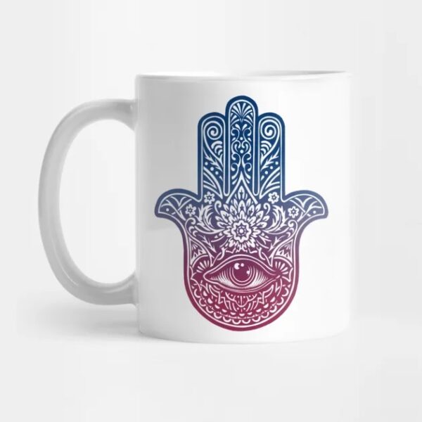 Islamische Keramik-Kaffeetasse - Auge & Hamsa Hand Muster