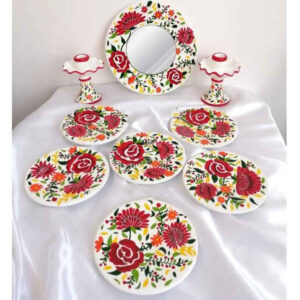 Elegantes Töpferware Haft-Seen Set mit Blumenmuster für Nowruz