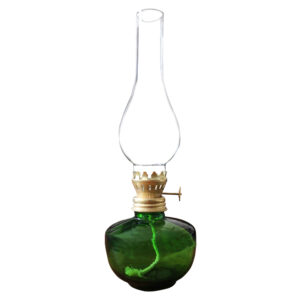 Glas-Petroleumlampe im Vintage-Design in Grün