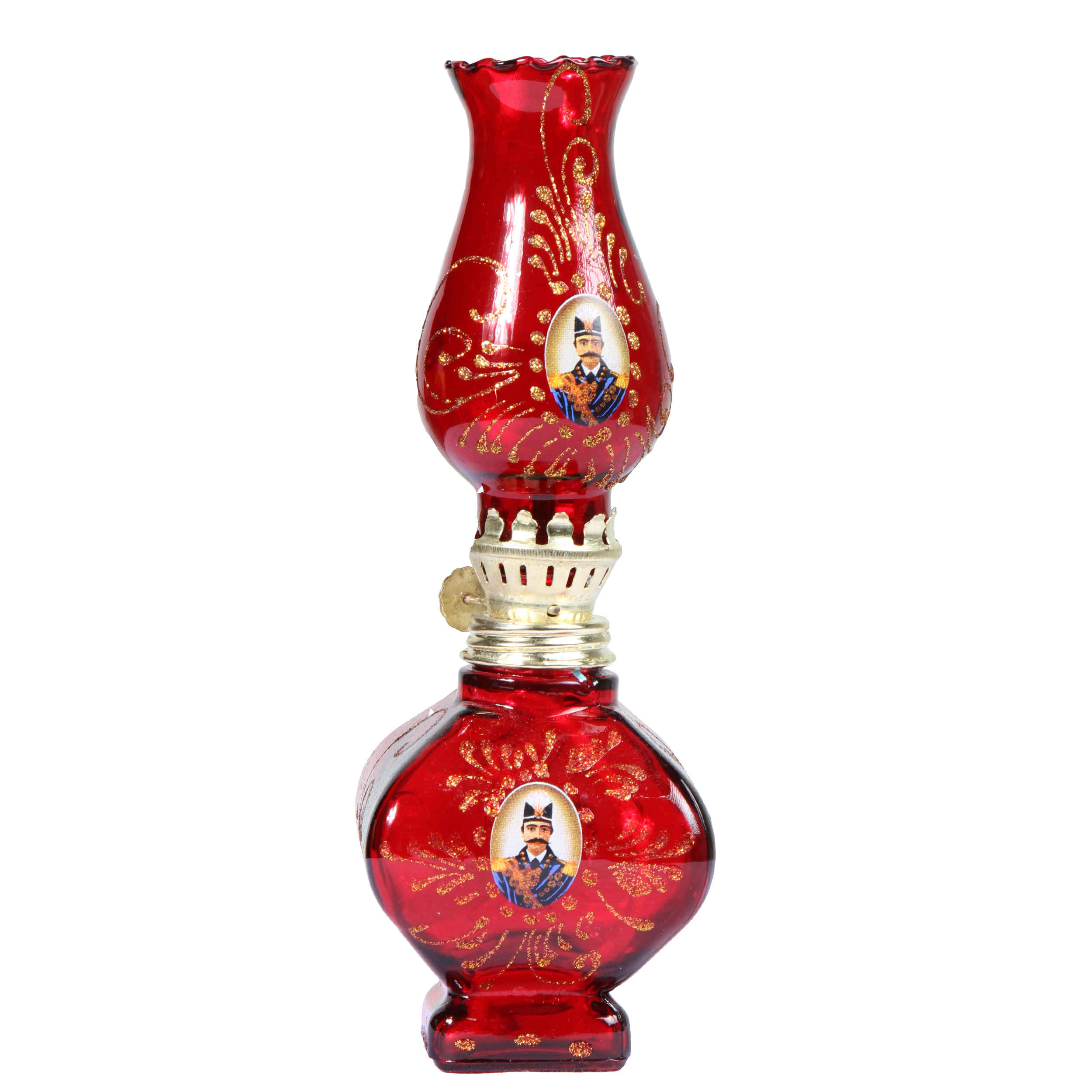 Glas-Petroleumlampe mit persischem Shah Abbasi Design