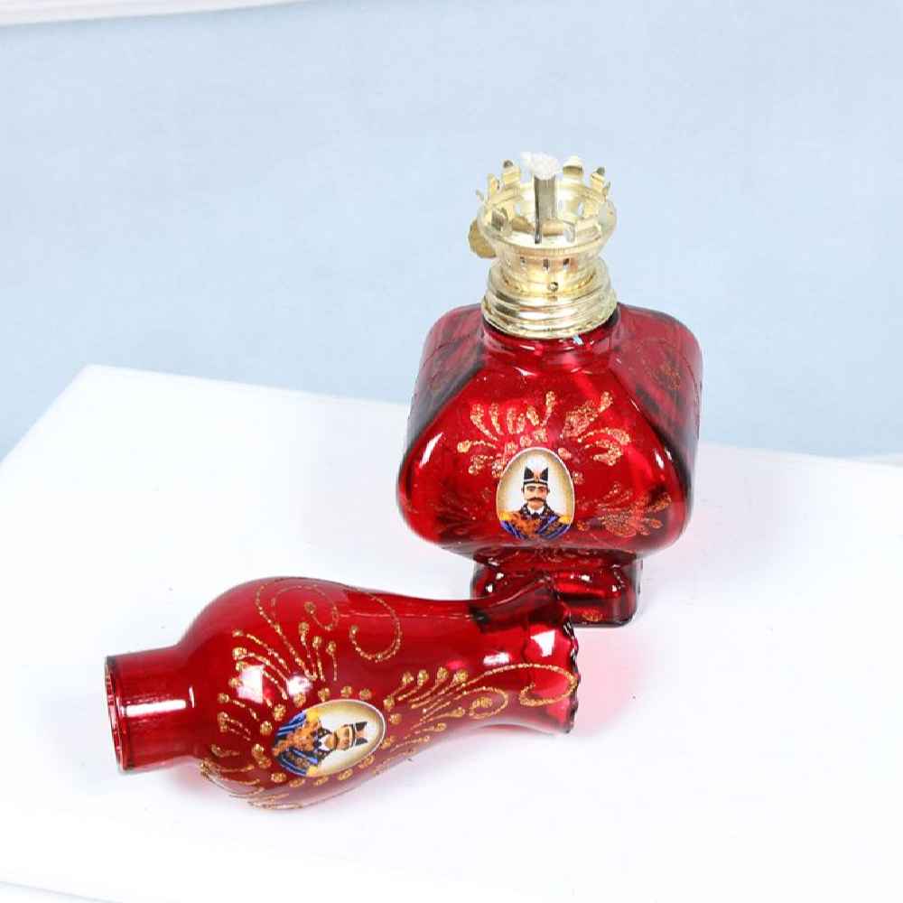 Glas-Petroleumlampe mit persischem Shah Abbasi Design