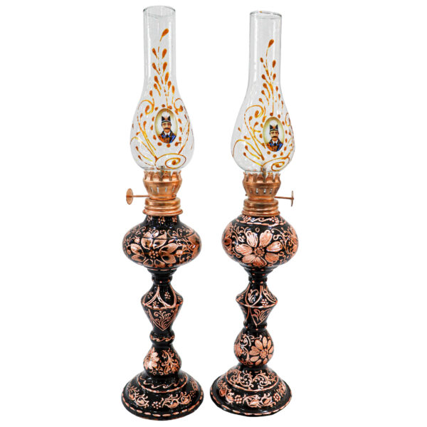 Handgravierte persische Kupferlampe im Shah Abbasi Design (2x)