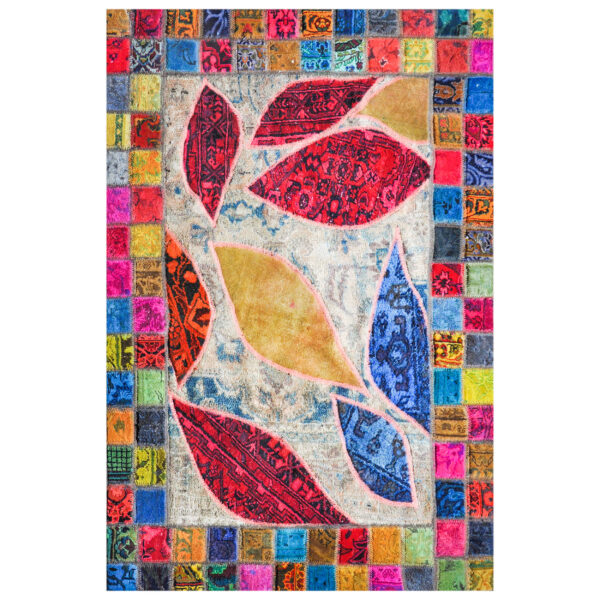 Persischer handgeknüpfter Patchwork-Teppich Barg Riz