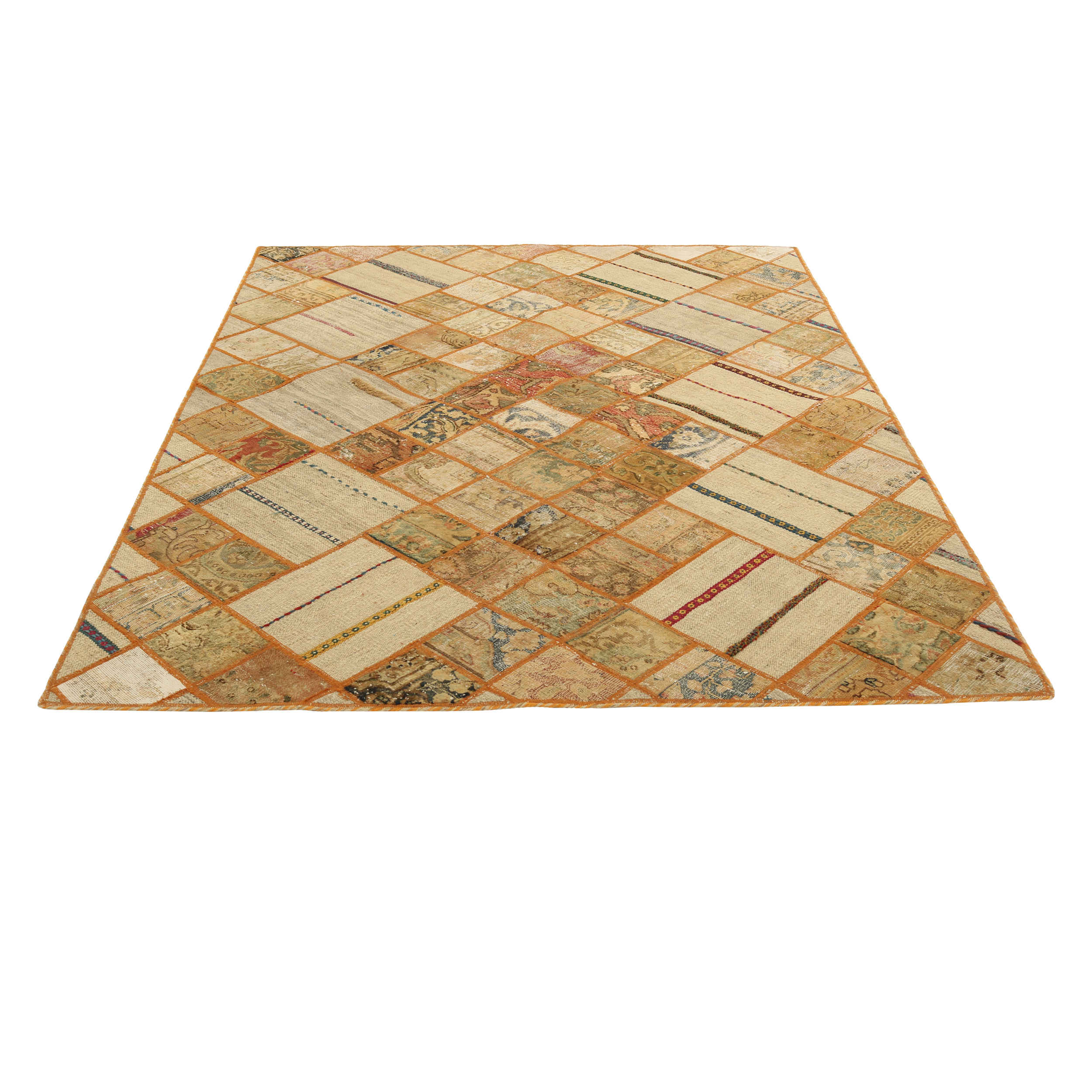 Vintage Persischer handgeknüpfter Patchwork-Teppich Leila