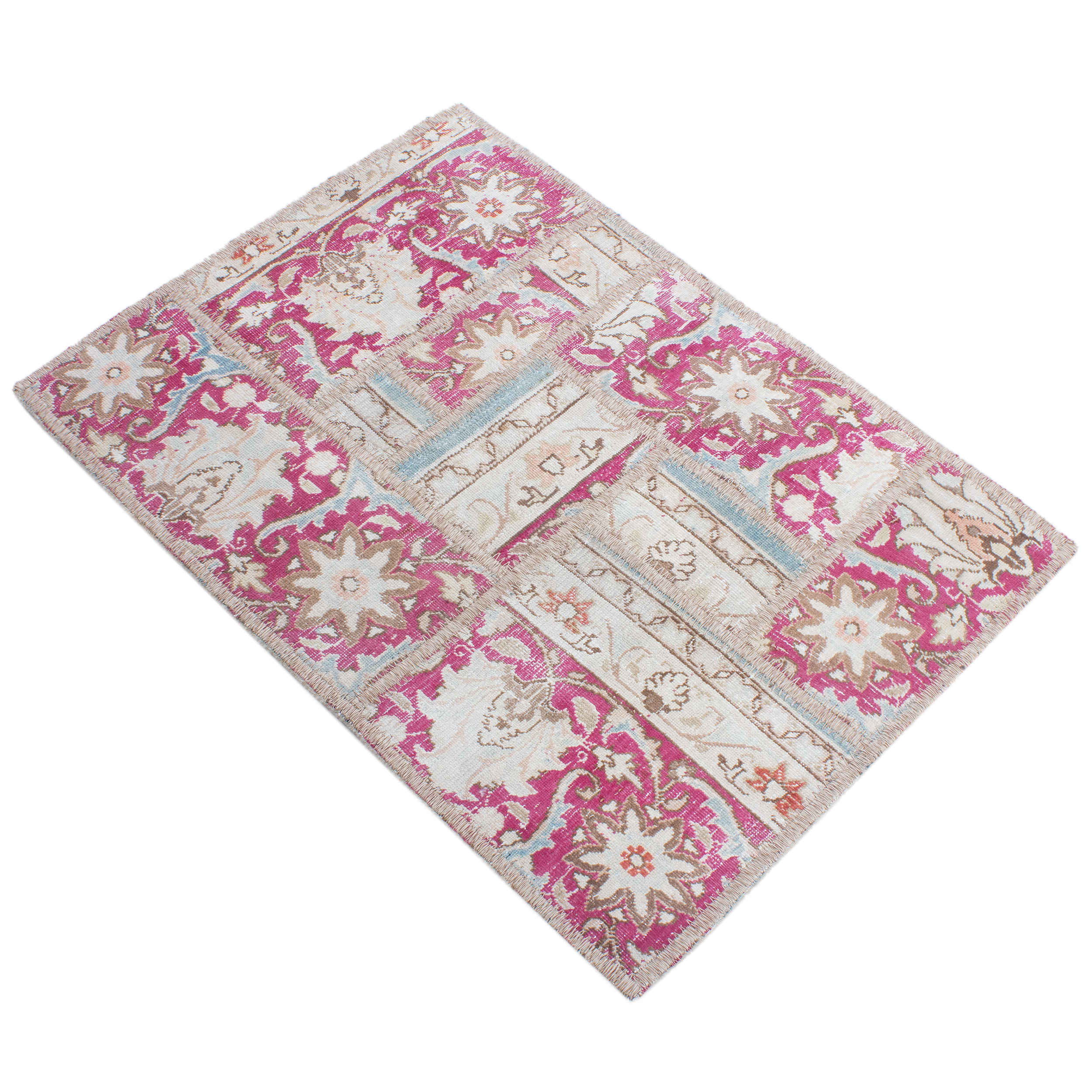 Vintage Persischer handgeknüpfter Patchwork-Teppich Mahiya