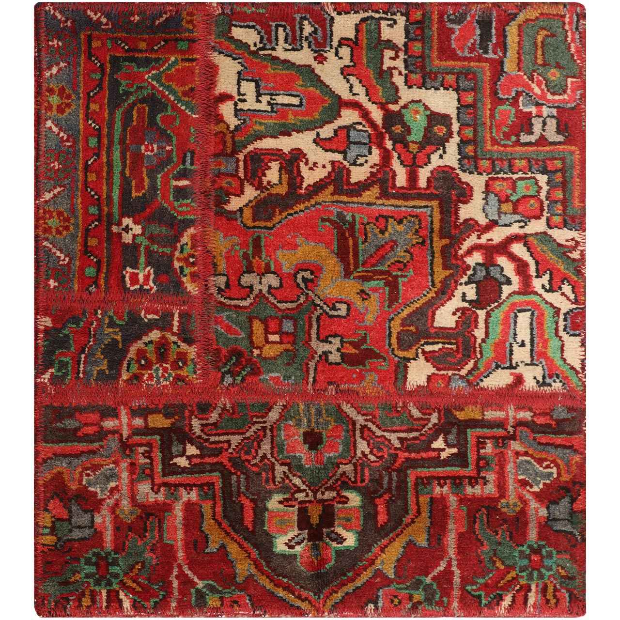 Vintage Persischer handgeknüpfter Patchwork-Teppich Baharan