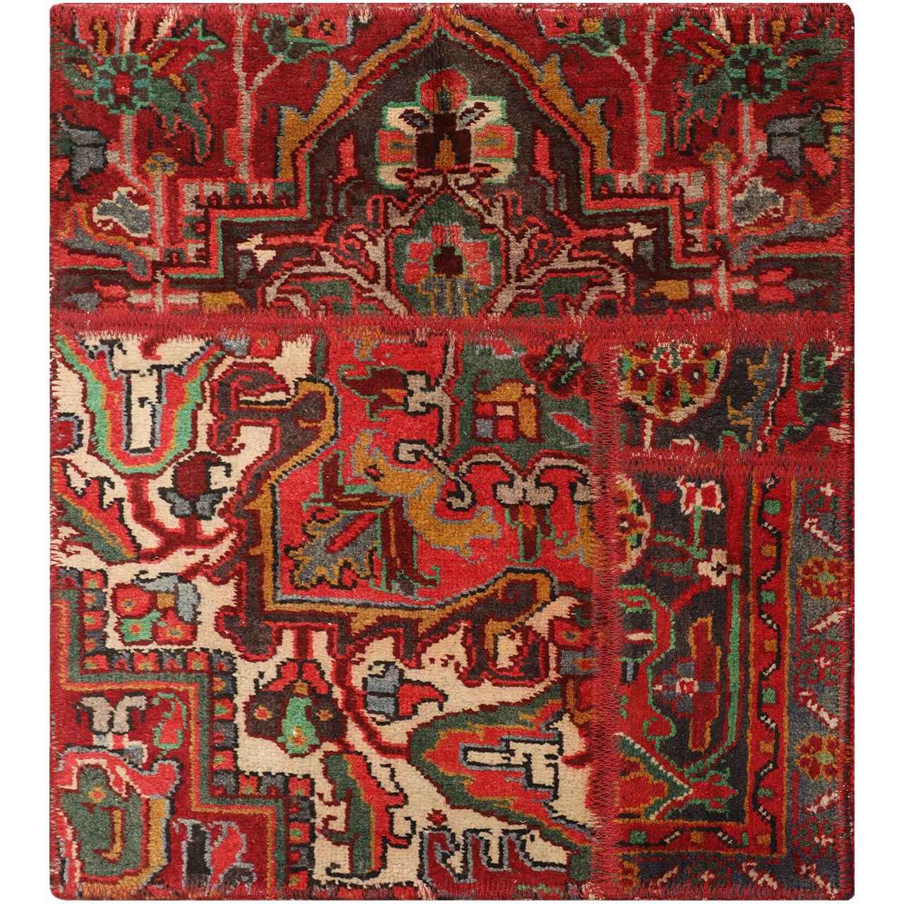 Vintage Persischer handgeknüpfter Patchwork-Teppich Baharan