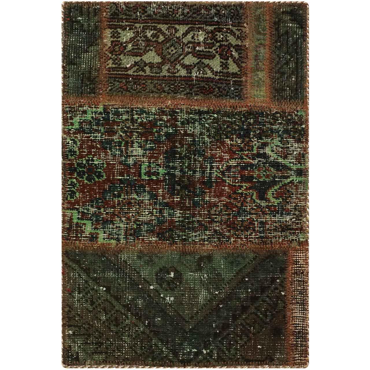 Vintage Persischer handgeknüpfter Patchwork-Teppich Nasim