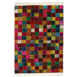 Vintage Persischer handgeknüpfter Patchwork-Teppich Viereckig