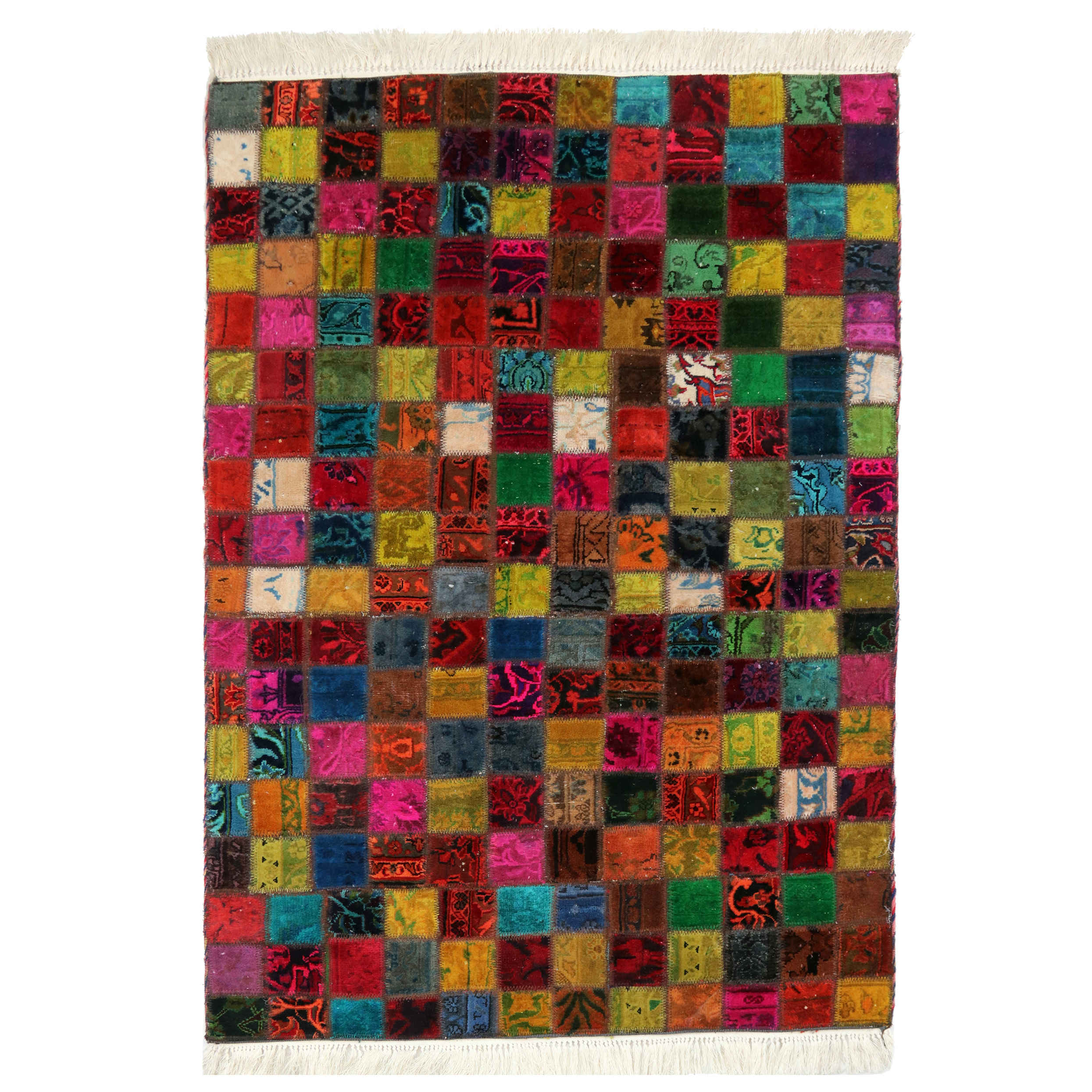 Vintage Persischer handgeknüpfter Patchwork-Teppich Viereckig