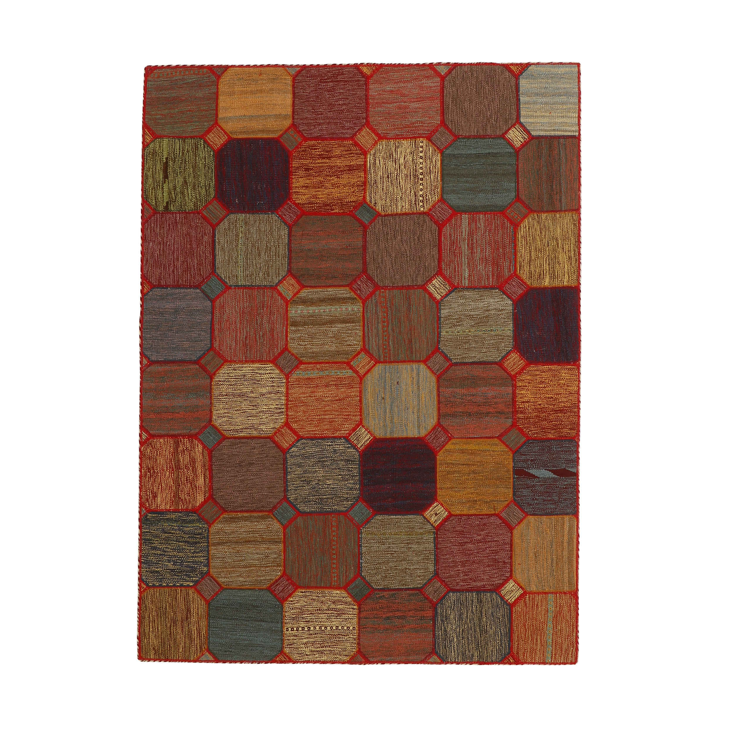 Vintage Persischer handgeknüpfter Patchwork-Teppich Samin