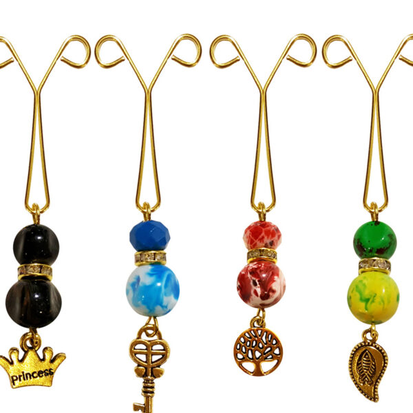 U-Hijab-Clip-Set für muslimische Frauen mit buntem Perlen-Design (4 Stück)